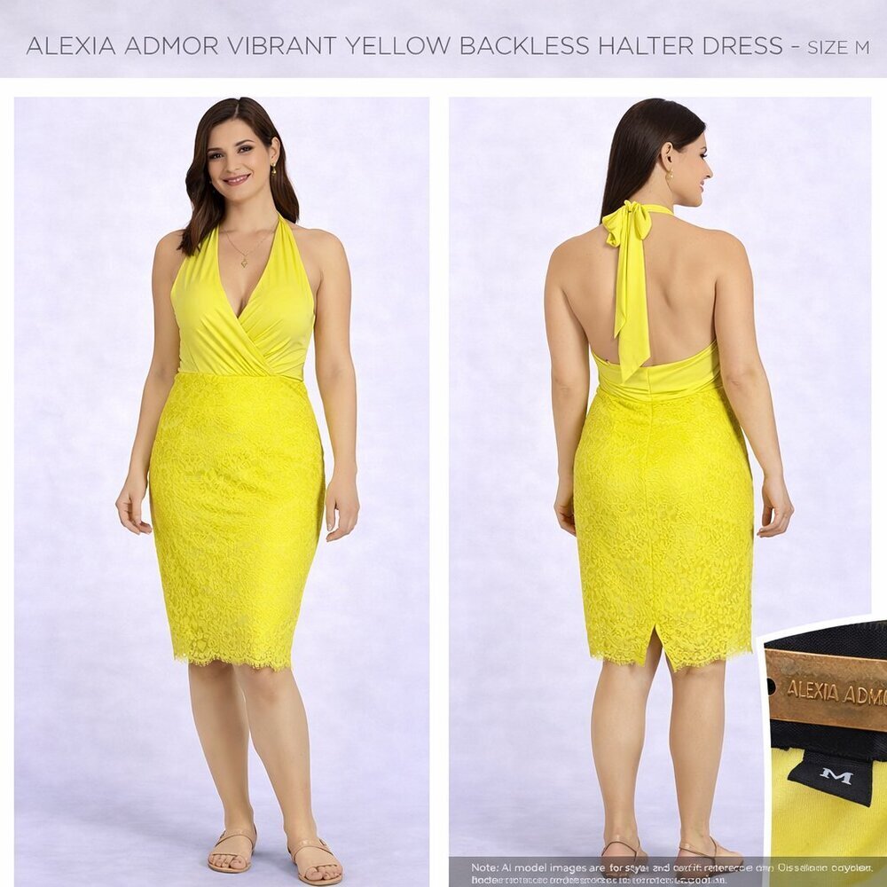 Alexia Admor Vibrant Yellow Backless Halter Dress – Size M